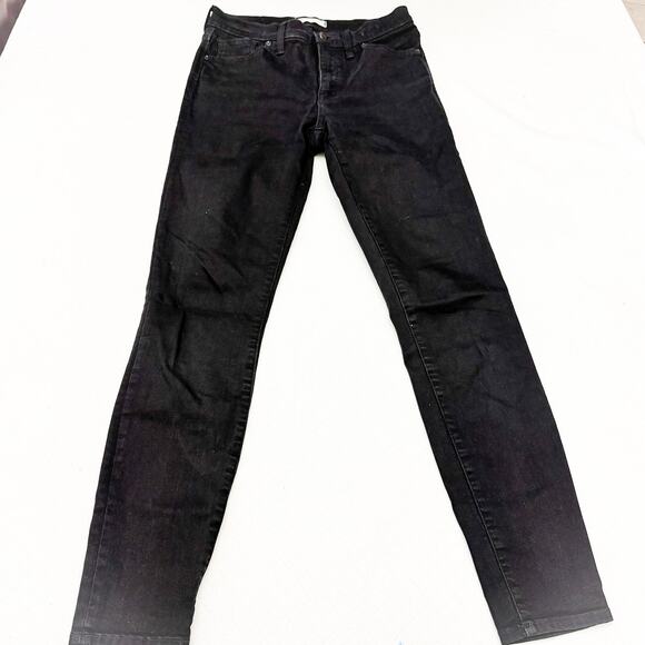 Madewell 9" High-Rise Skinny Black Denim Zip Fly Jeans Size 28T - Picture 2 of 8